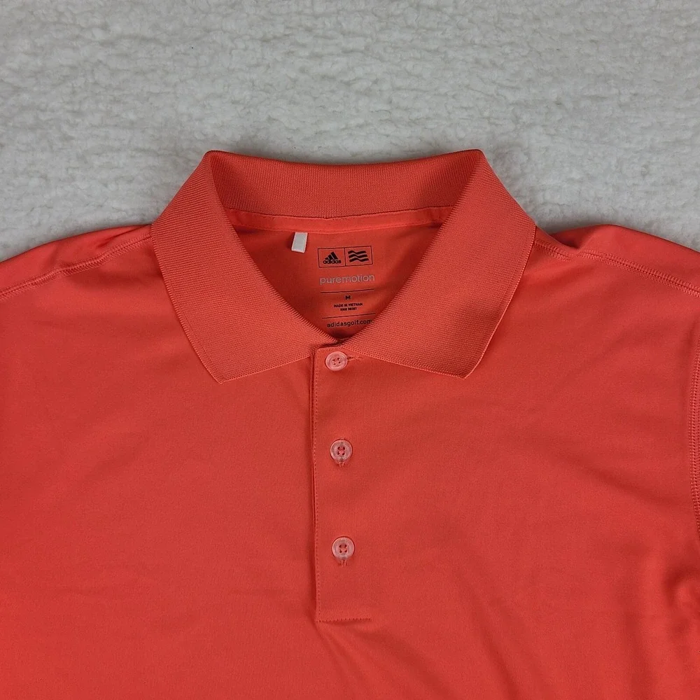 Adidas Polo Shirt Mens Medium Light Red Performance Golf‎ Pure Motion
